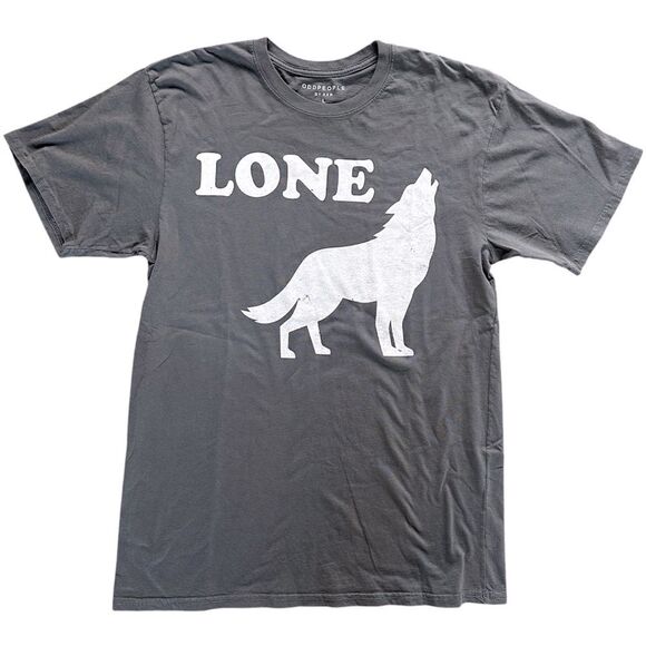 NWOT Lone Wolf Recycled Karma x ODDPEOPLE Graphic Unisex Tee Shirt Grey Large - Picture 1 of 13